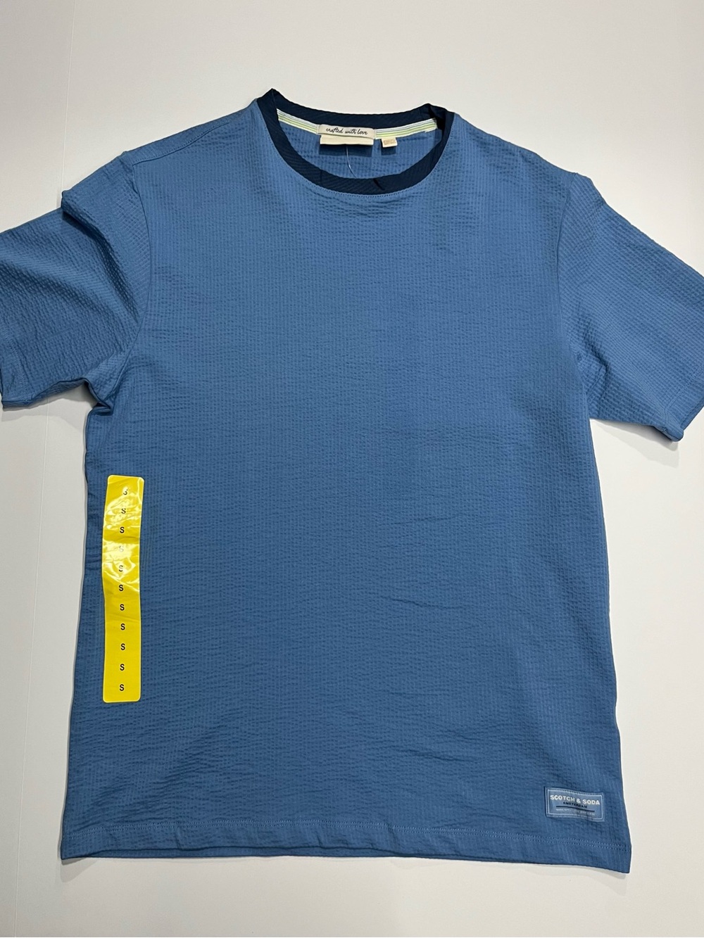 Scotch & Soda Blue Short-Sleeve Crewneck Tee with Navy Trim